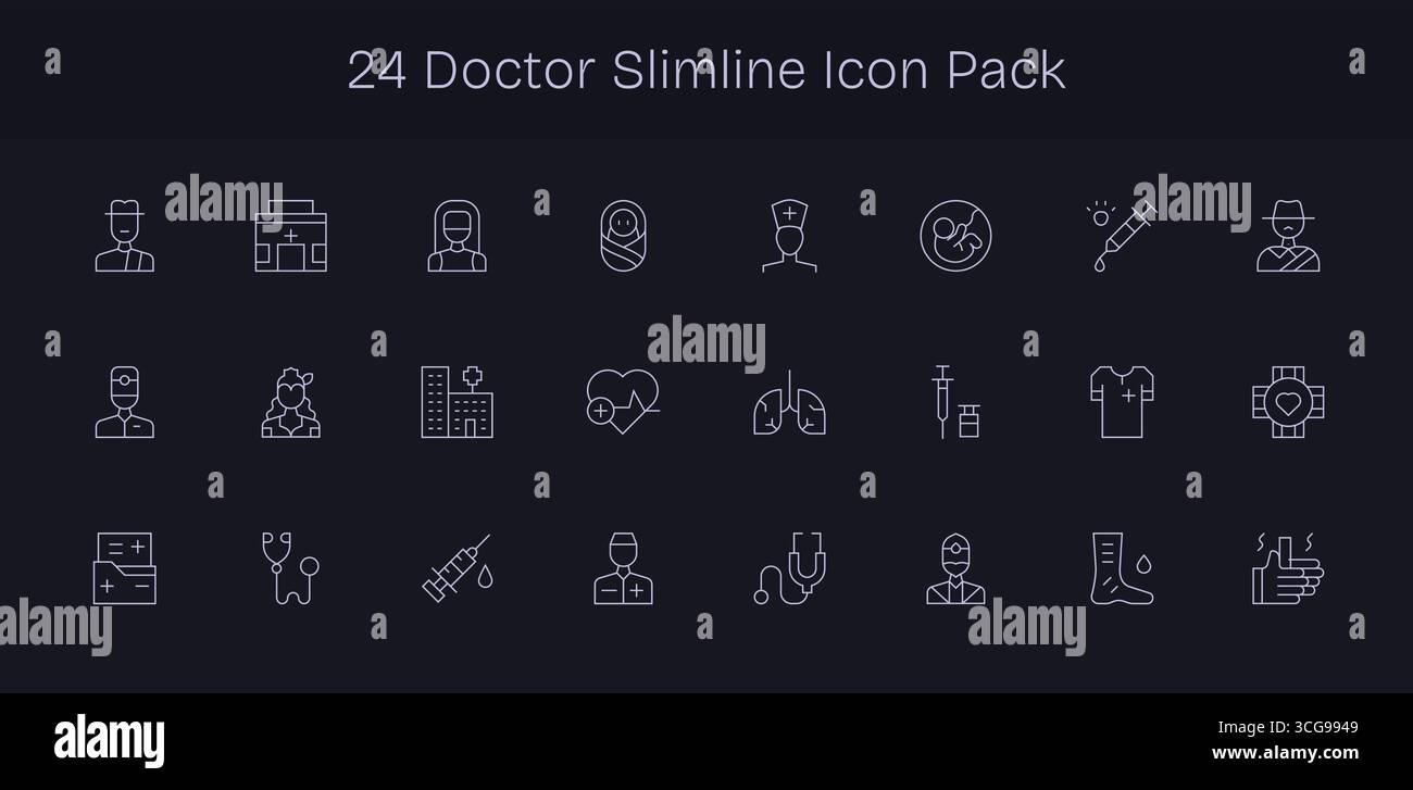 Discover a set of 24 Slim Line icons crafted for the Doctor theme ...
