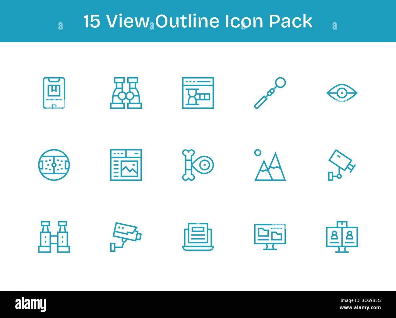 Vector pack with 15 Outline icons inspired by View, ideal for scalable ...