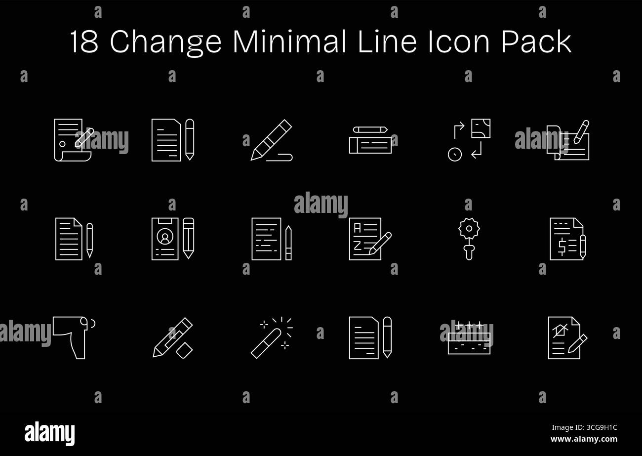 Collection of 18 Minimal Line-style vector icons for Change, designed ...
