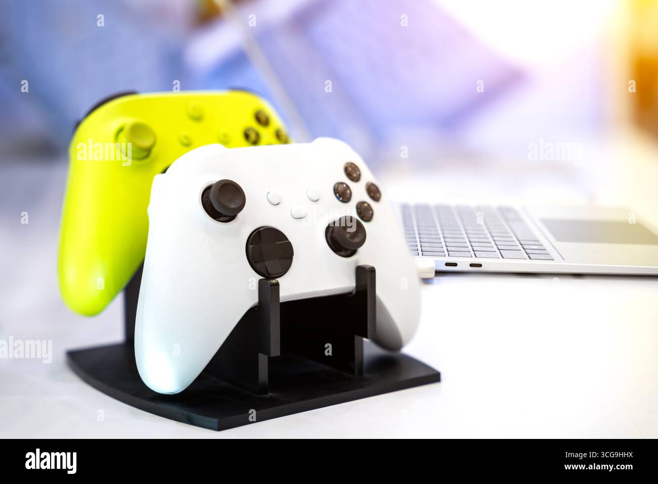 Next Generation video game console controller isolated on white background. Stock Photo