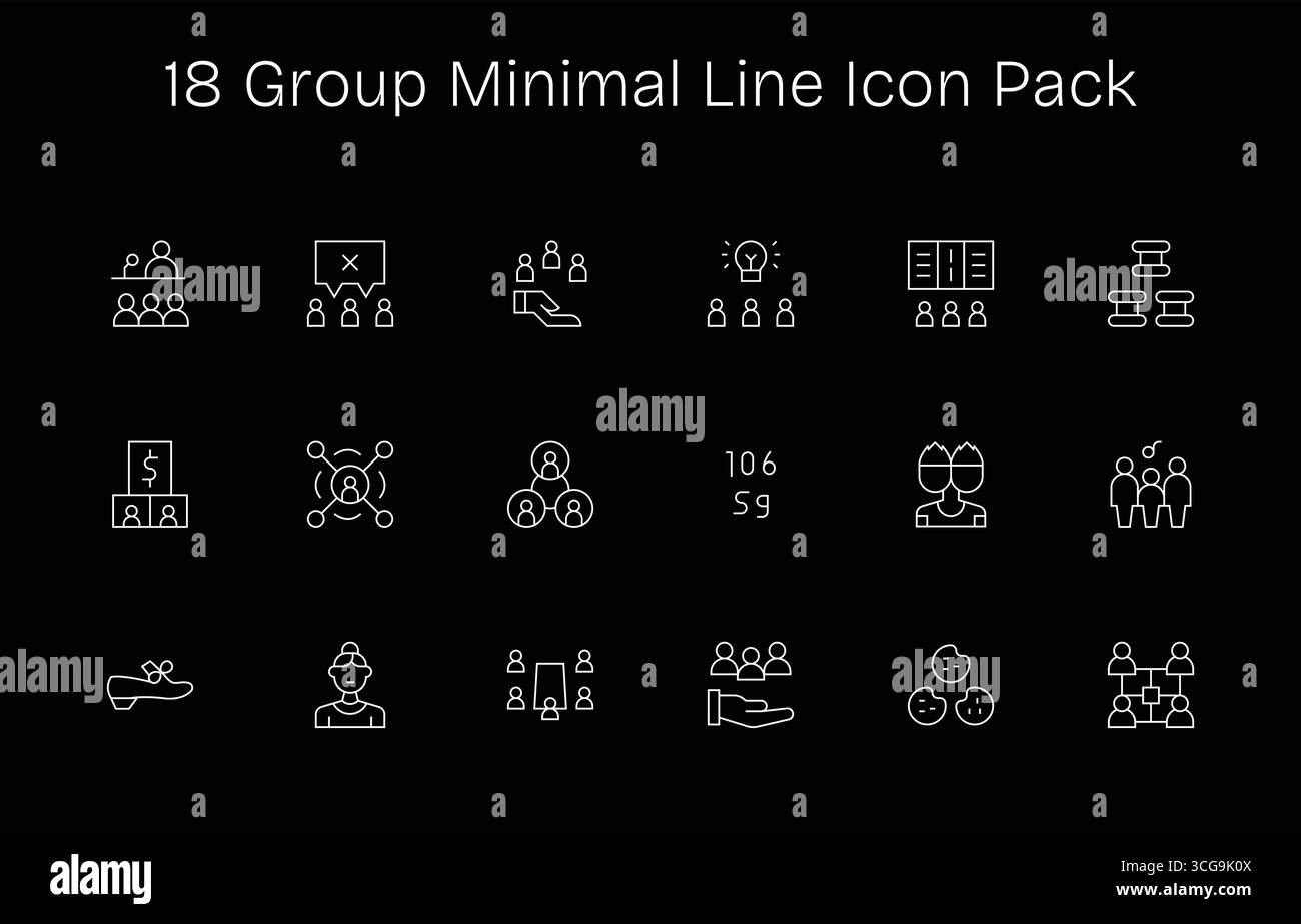 Professionally designed 18 icons in Minimal Line style, capturing the ...