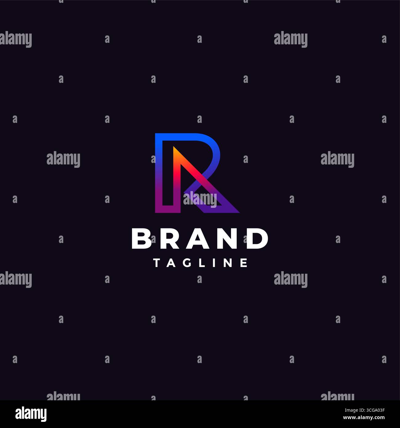Colorful Letter Initial AR Line Logo Design. Colorful Letter A and R Initial Line Logo Design. Stock Vector