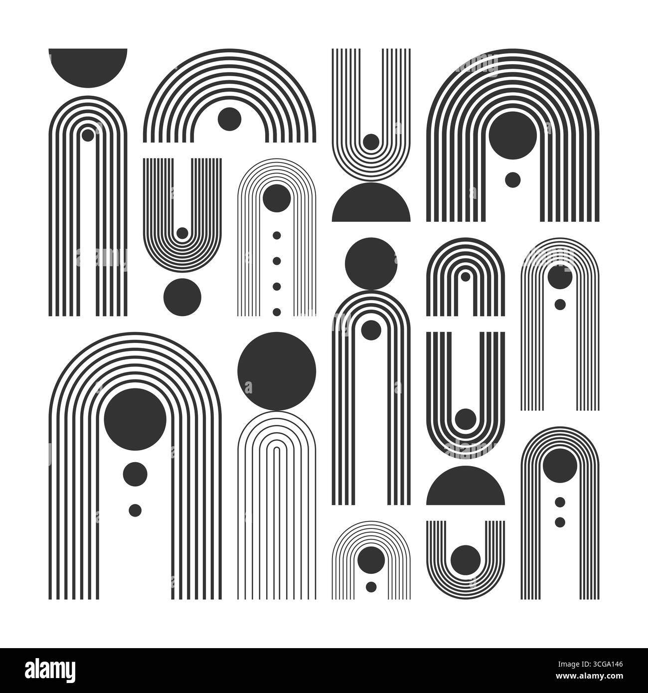 Arch and circle elements, modern geometric shapes. Contemporary design ...