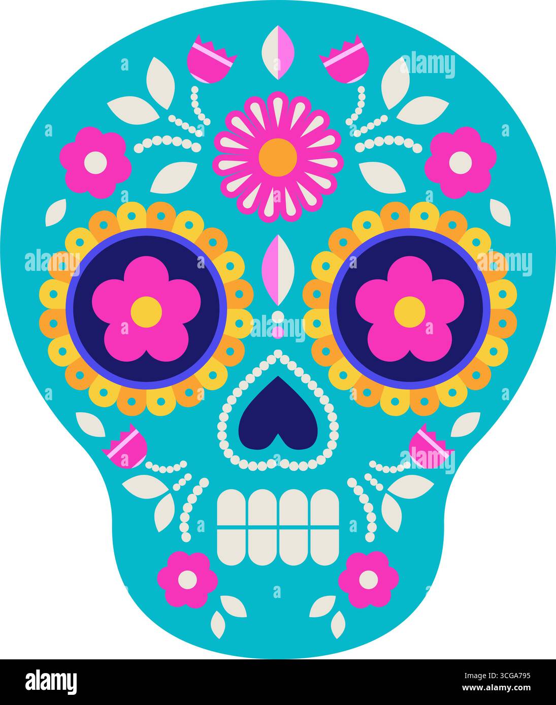 Colorful Floral Sugar Skull Vector Stock Vector Image & Art - Alamy