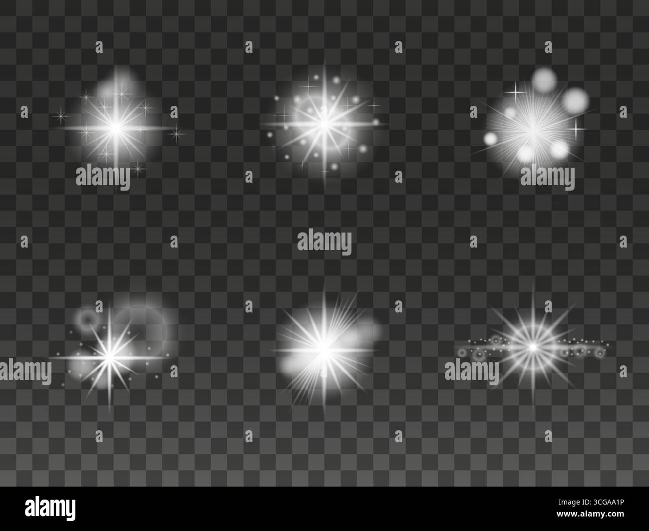 Set of Transparent Light Bursts and Glowing Star Effects Stock Vector ...