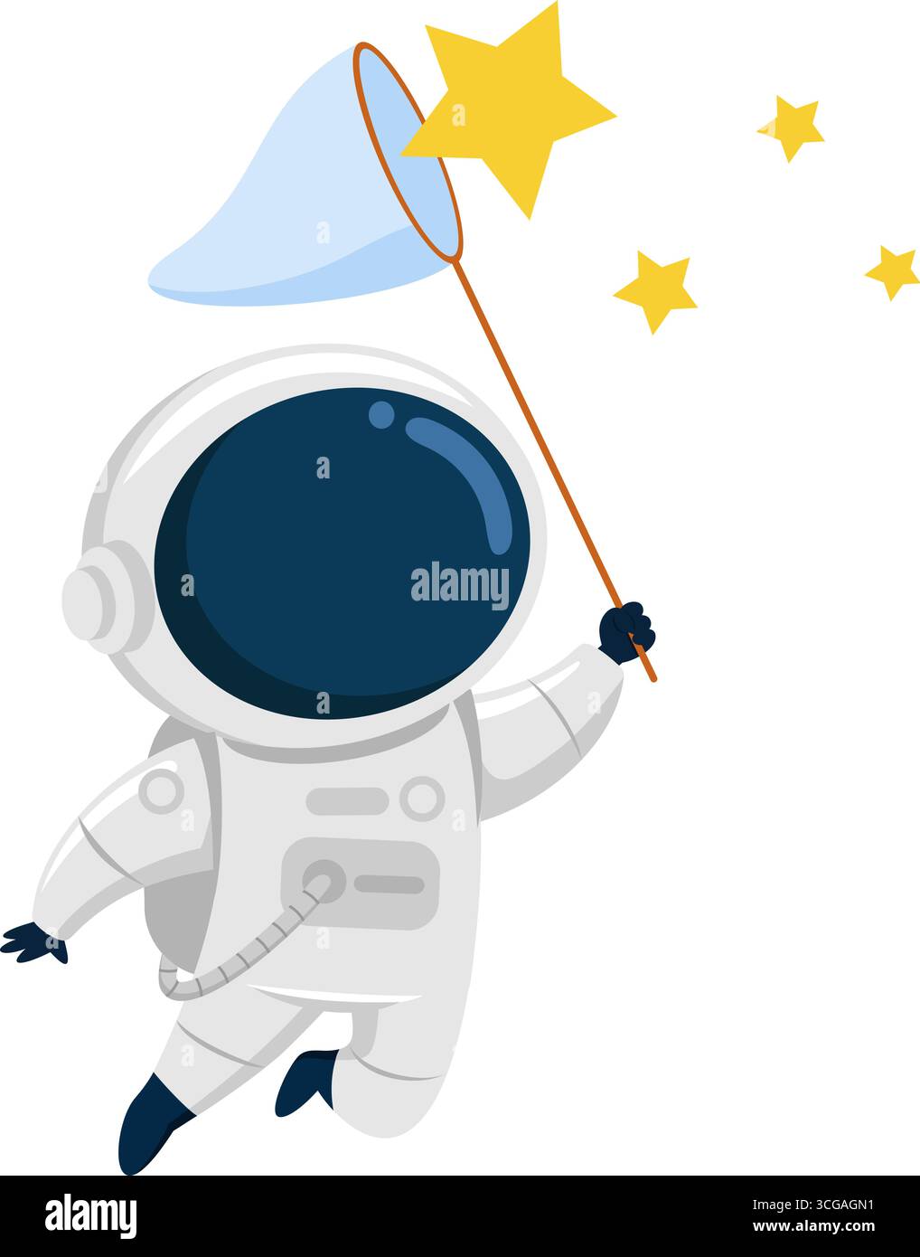 Catching Cartoon Character Cute Astronaut Cartoon Character Catching Stars. Vector Illustration ...