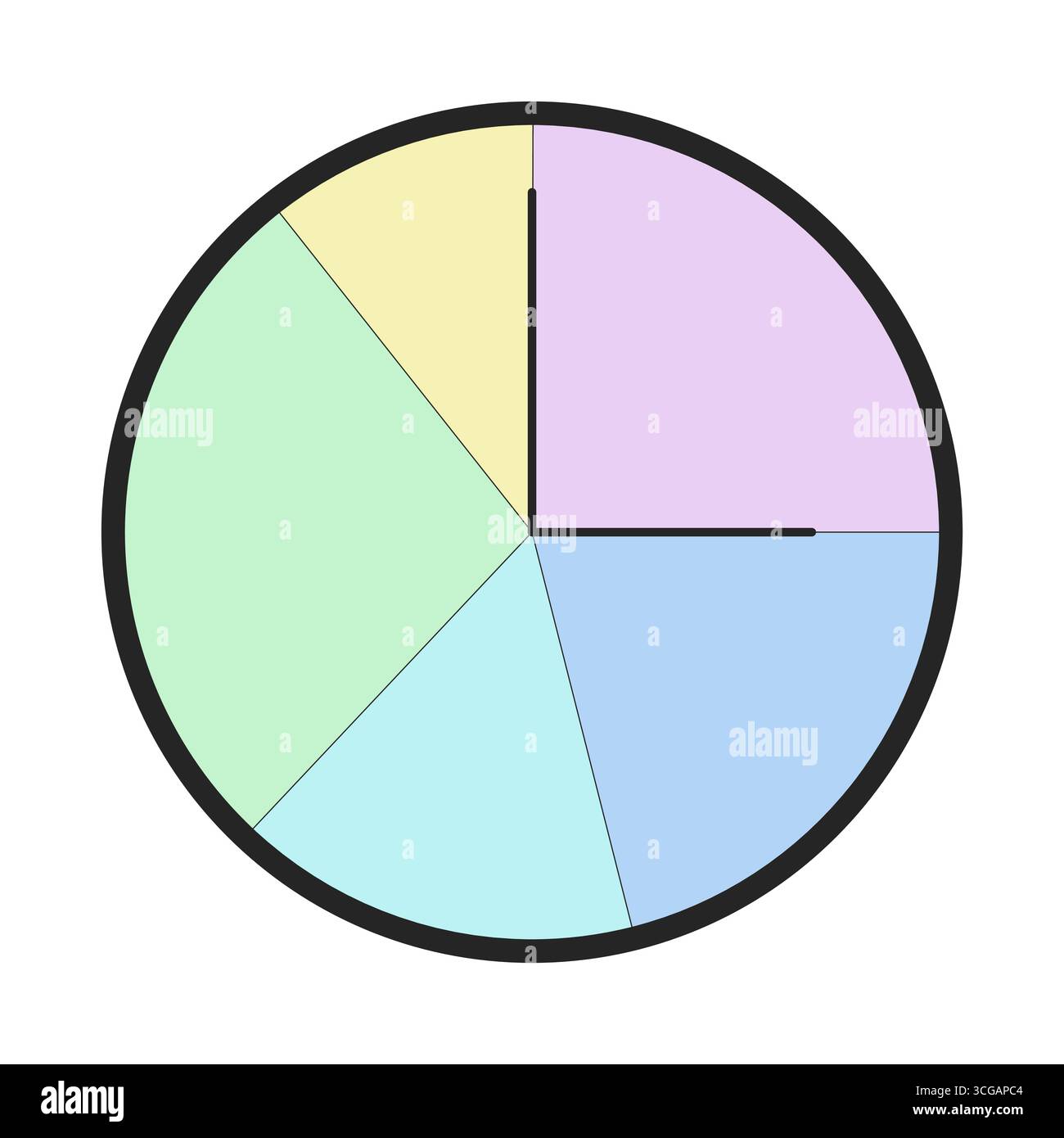 Pastel circular clockface with piechart segments 2D cartoon object Stock Vector
