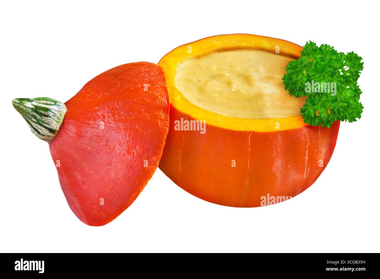 Pumpkin soup isolated on white background Stock Photo