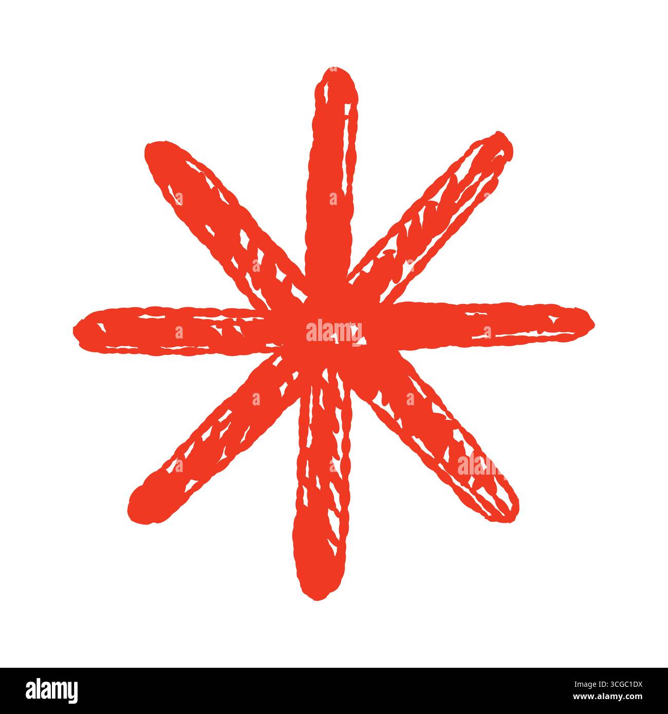 Red Star Vector Abstract Rounded Bold abstract red star shape with rough hand drawn texture on isolated ...