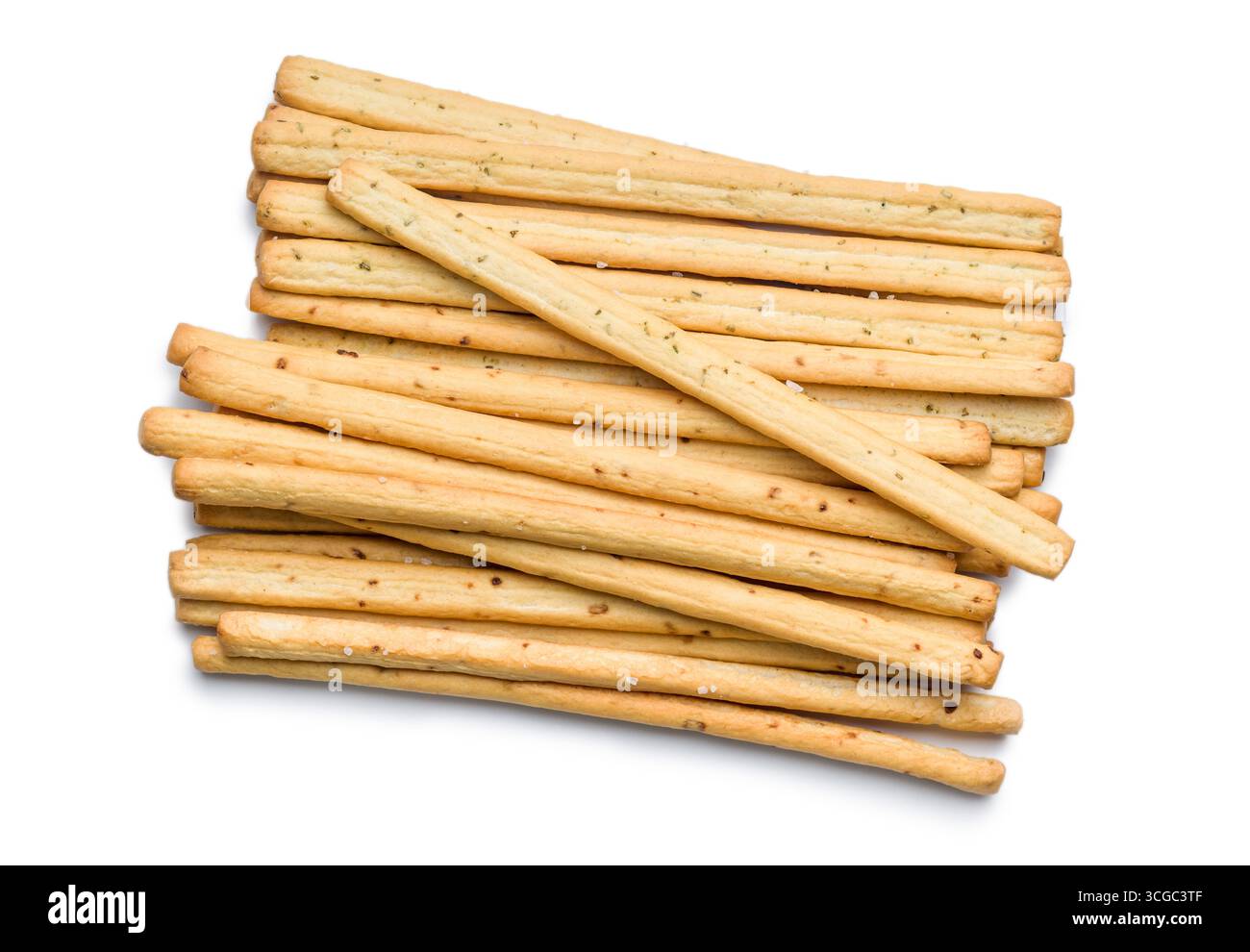 Crispy grissini breadsticks isolated on a white background. Stock Photo