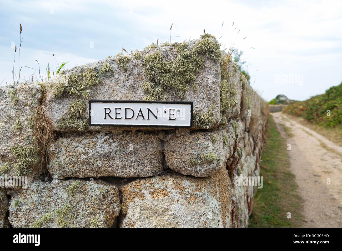 The scilly Isles sign towards a fortification known as a Redan Stock ...