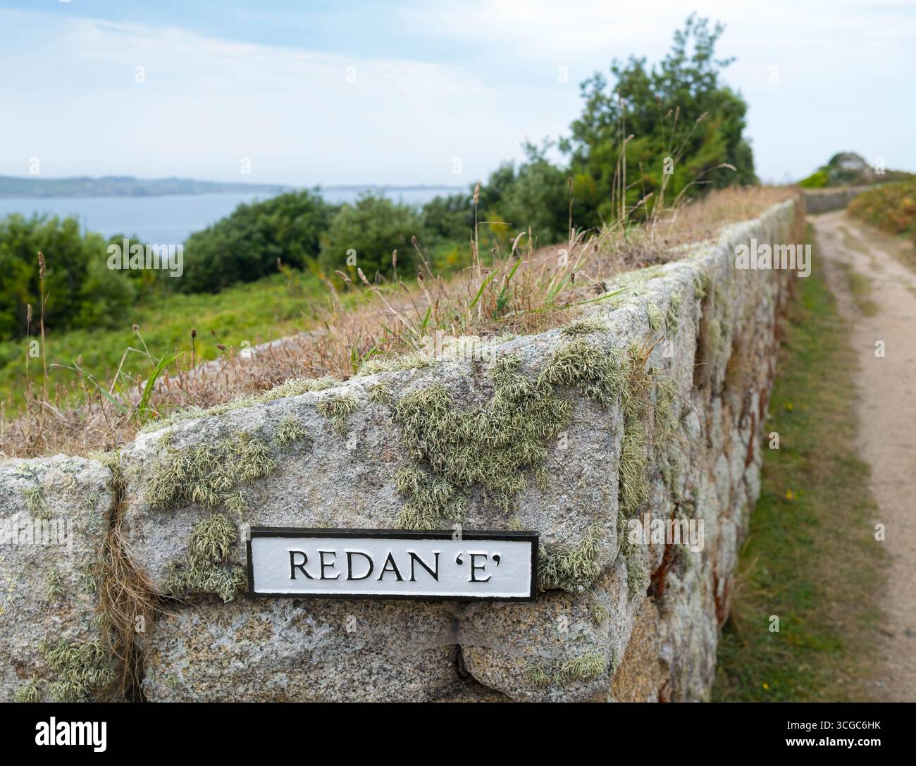 The scilly Isles sign towards a fortification known as a Redan Stock ...