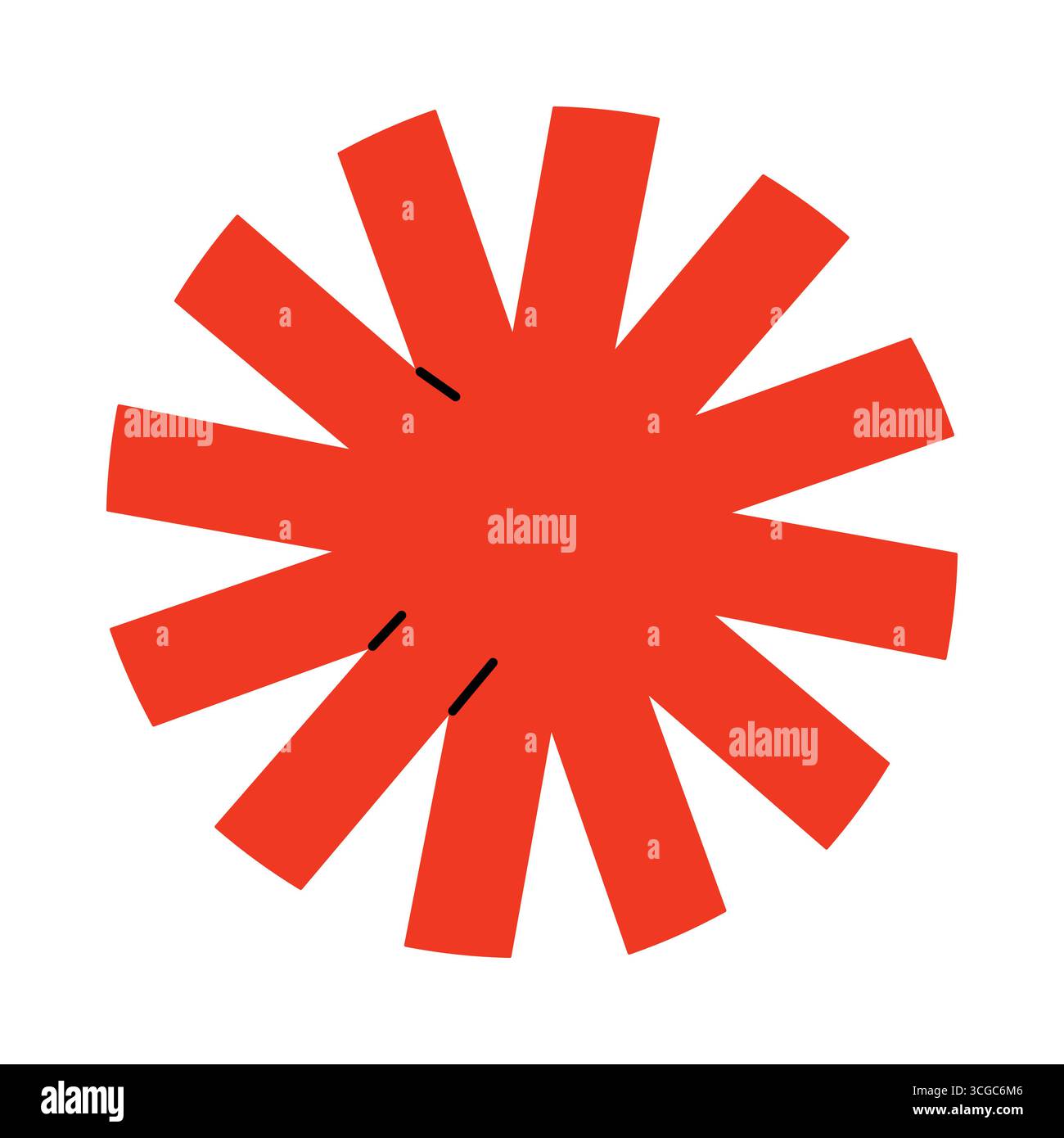 Bright red abstract star shape with sharp rays on isolated white background vector illustration Stock Vector