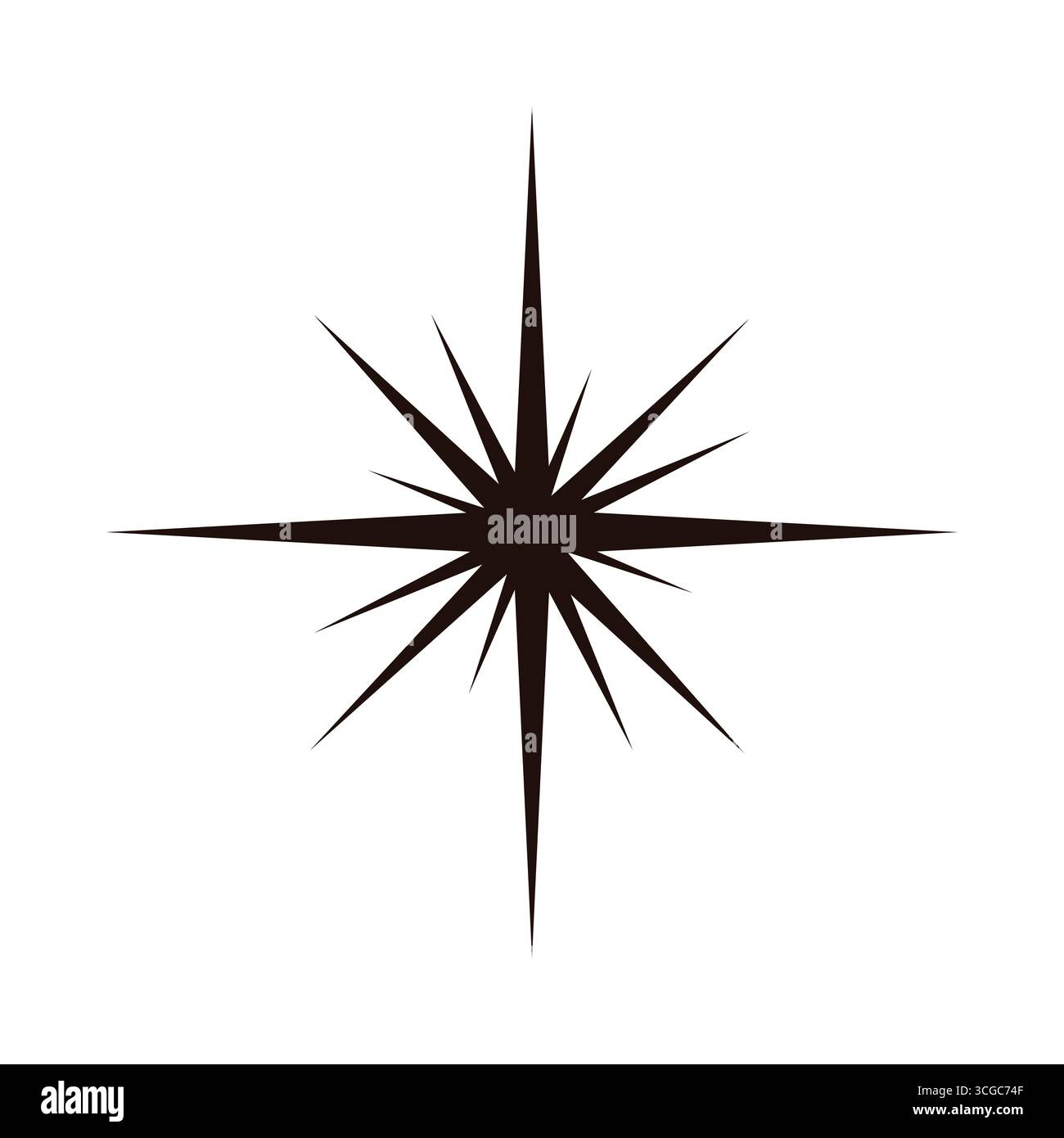 Bold black starburst shape with sharp points on a clean isolated white background vector illustration Stock Vector