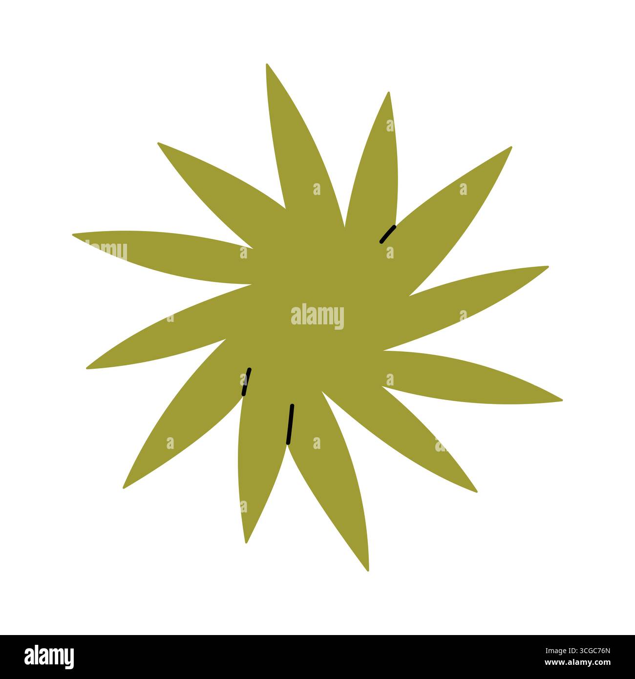 Minimalist abstract green starburst design on white background, perfect for modern isolated vector illustration Stock Vector