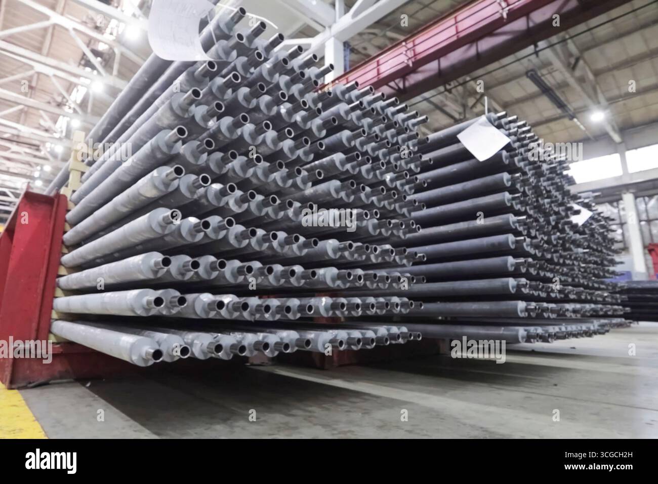 Heat exchanger tubes, view of open equipment in LNG plant Stock Photo