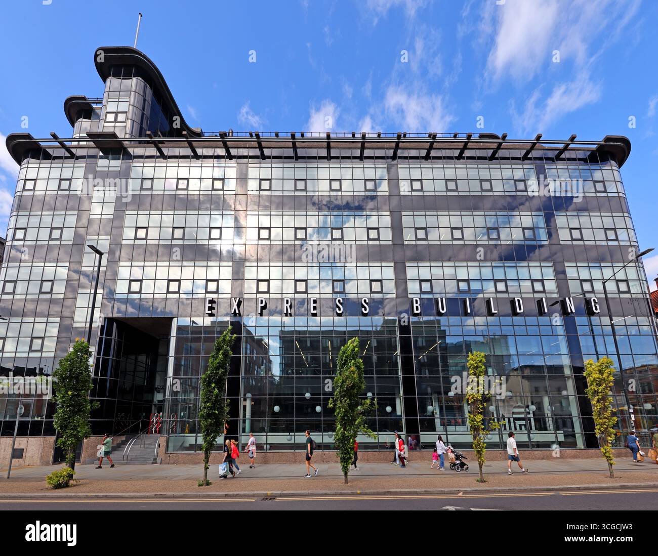 Wide-angle view of the Express Building on Great Ancoats Street in Manchester city centre, England, UK. The former Daily Express headquarters Stock Photo