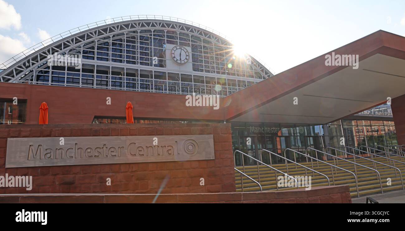 Exterior of Manchester Central in Manchester city centre, England, UK, photographed on a sunny autumn evening. Now premier events venue Stock Photo