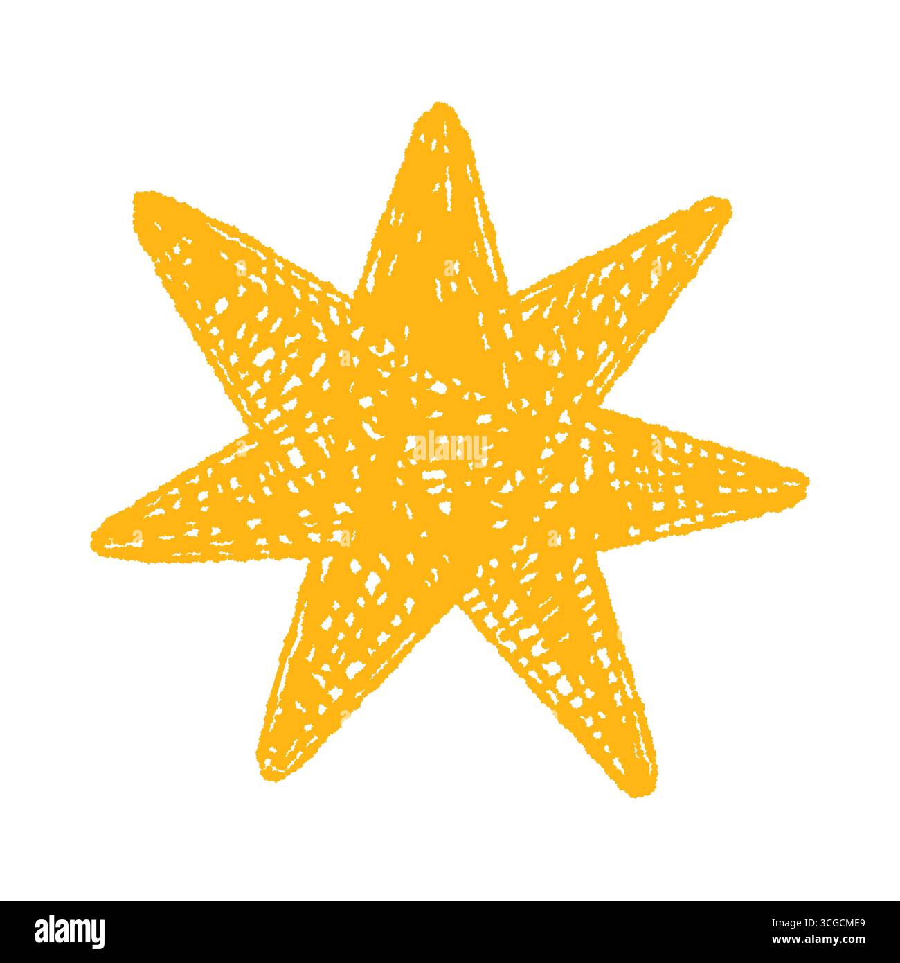 Bright abstract scribble star with rough texture on isolated white background vector illustration Stock Vector