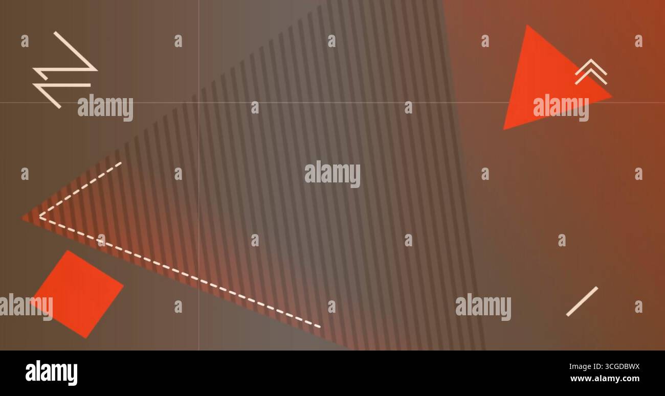 Showing translucent striped triangle over digital gradient with red ...