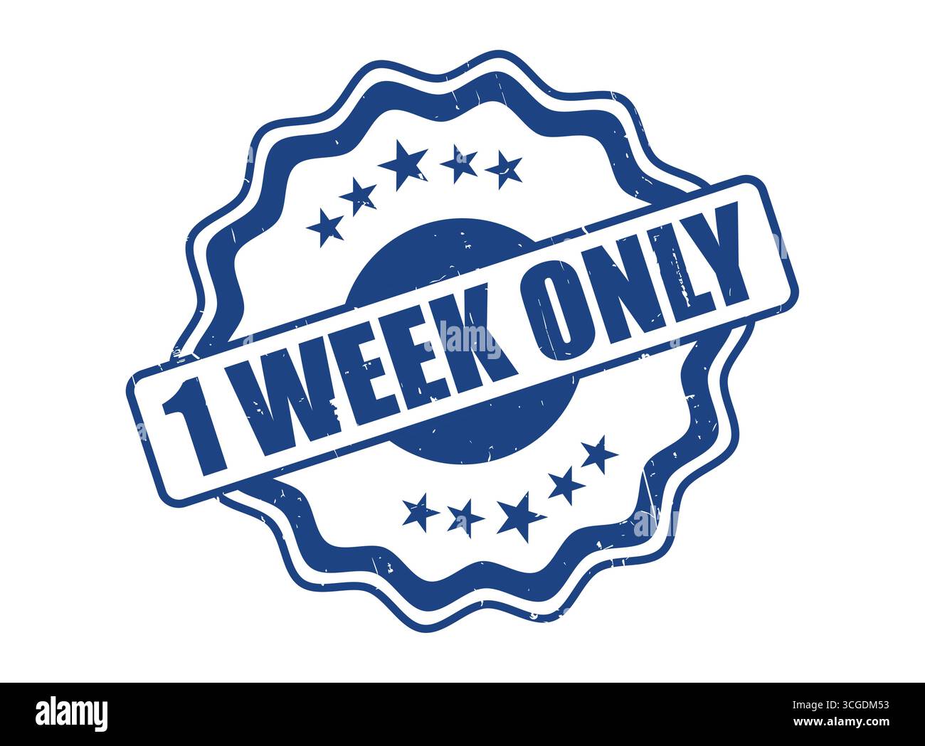 A 1 Week Only Rubber Stamp Seal with a Decorative Border Stock Vector