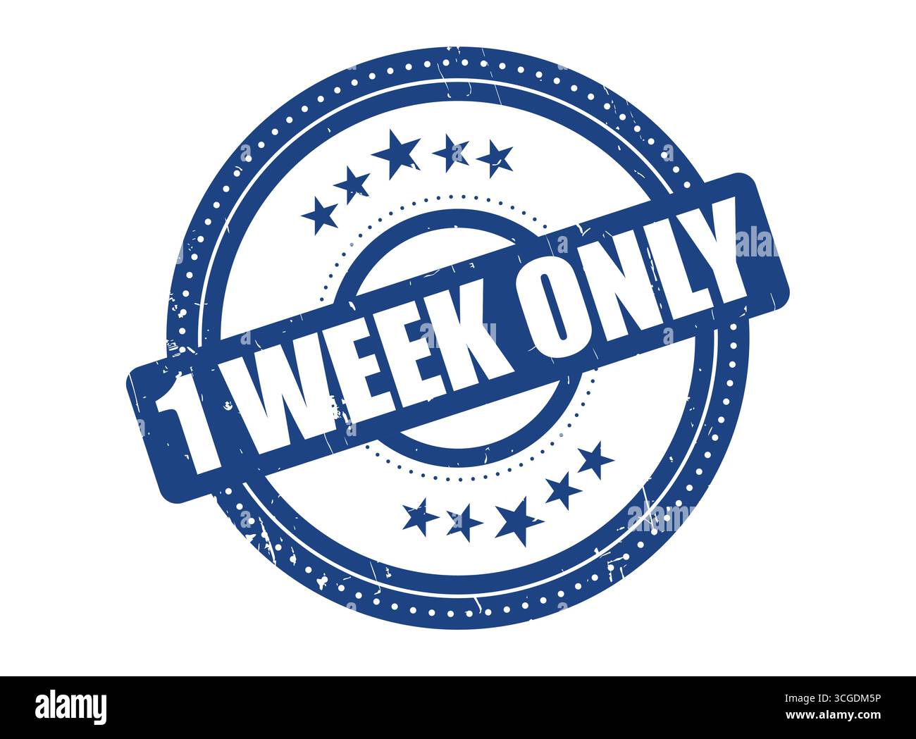 A 1 Week Only Rubber Stamp Seal with a Dotted Circle Stock Vector
