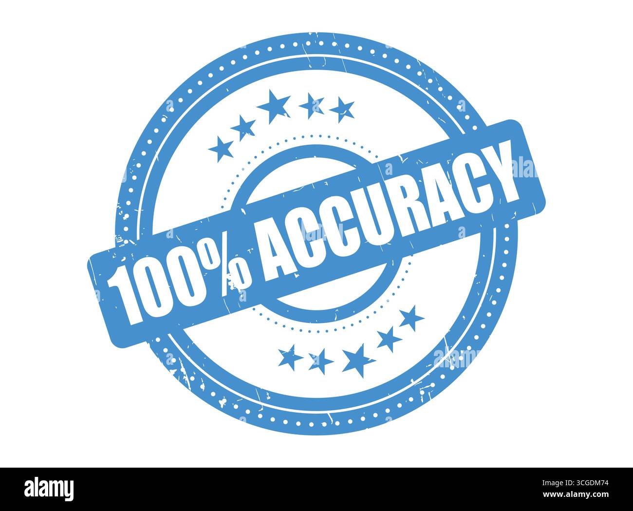 A 100% Accuracy Rubber Stamp Seal with a Dotted Circle Stock Vector