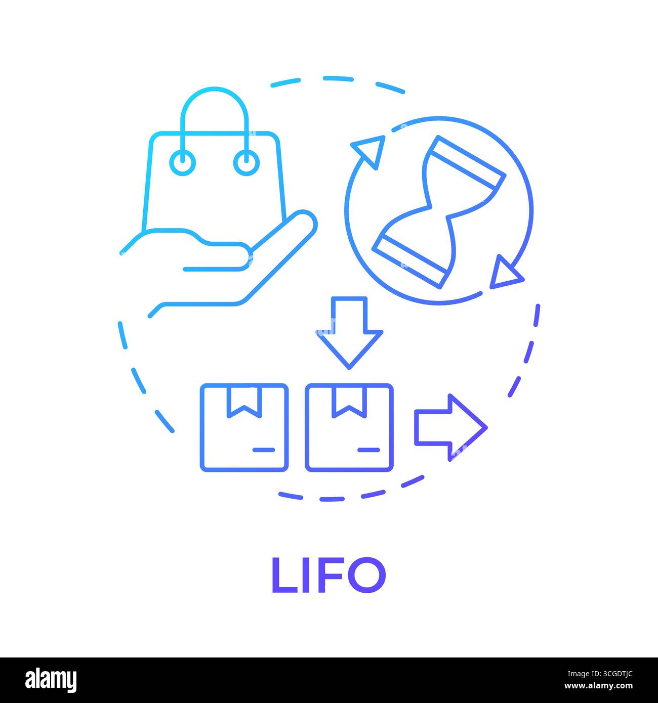 LIFO blue gradient concept icon Stock Vector