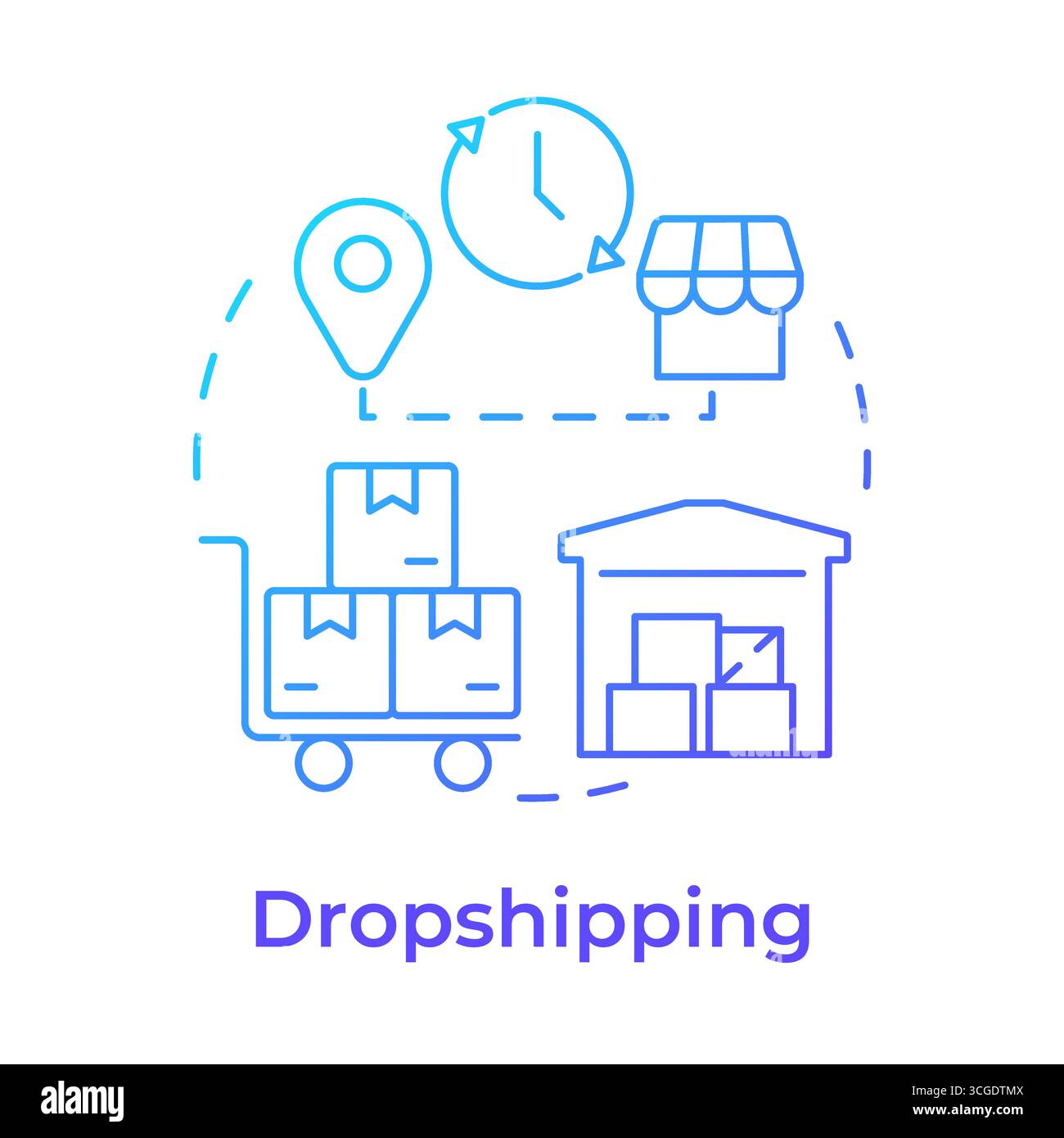 Dropshipping blue gradient concept icon Stock Vector