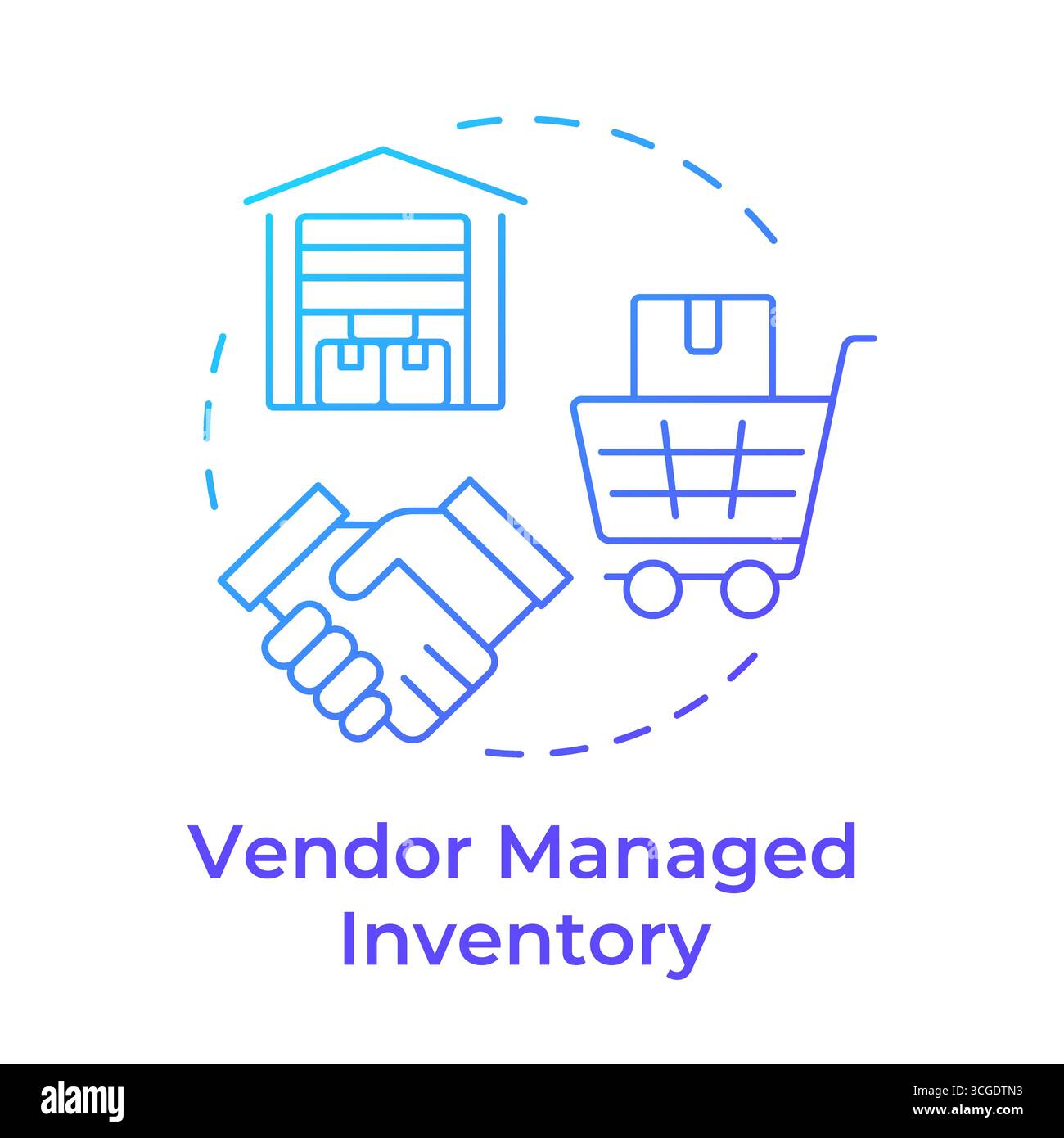 Vendor managed inventory blue gradient concept icon Stock Vector