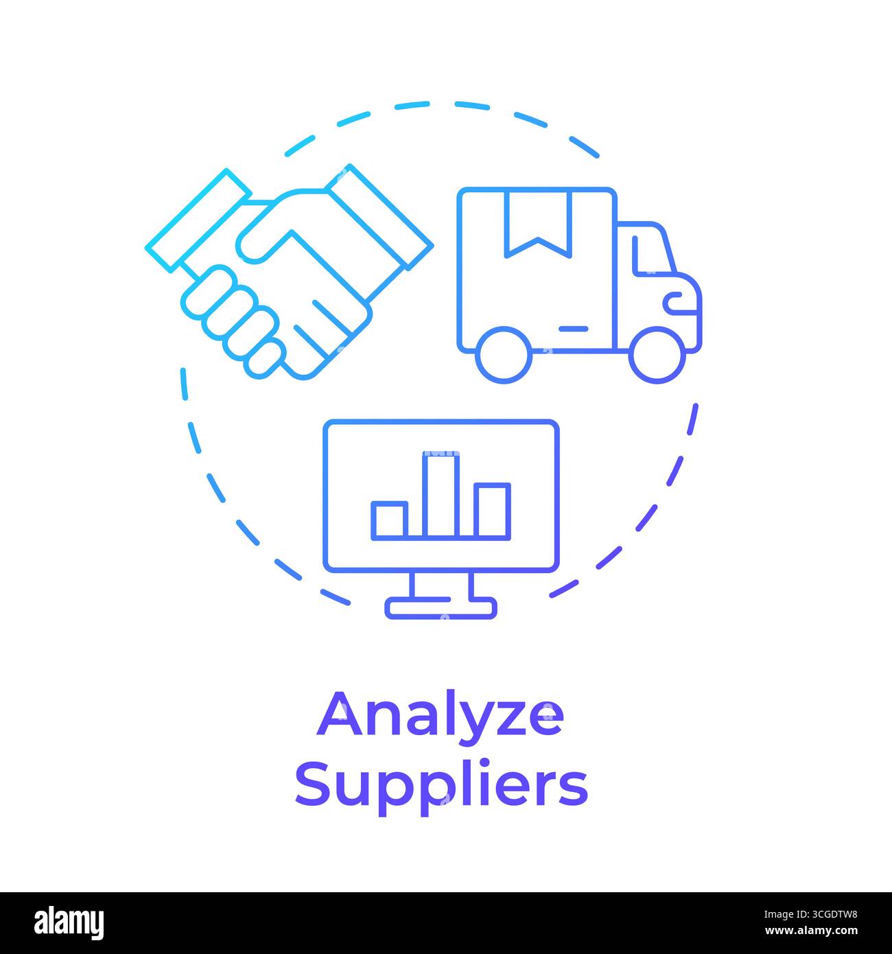 Analyze suppliers blue gradient concept icon Stock Vector
