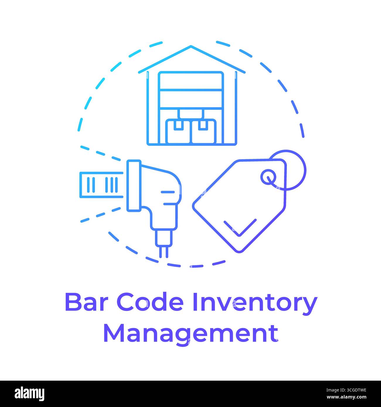 Barcode inventory management blue gradient concept icon Stock Vector