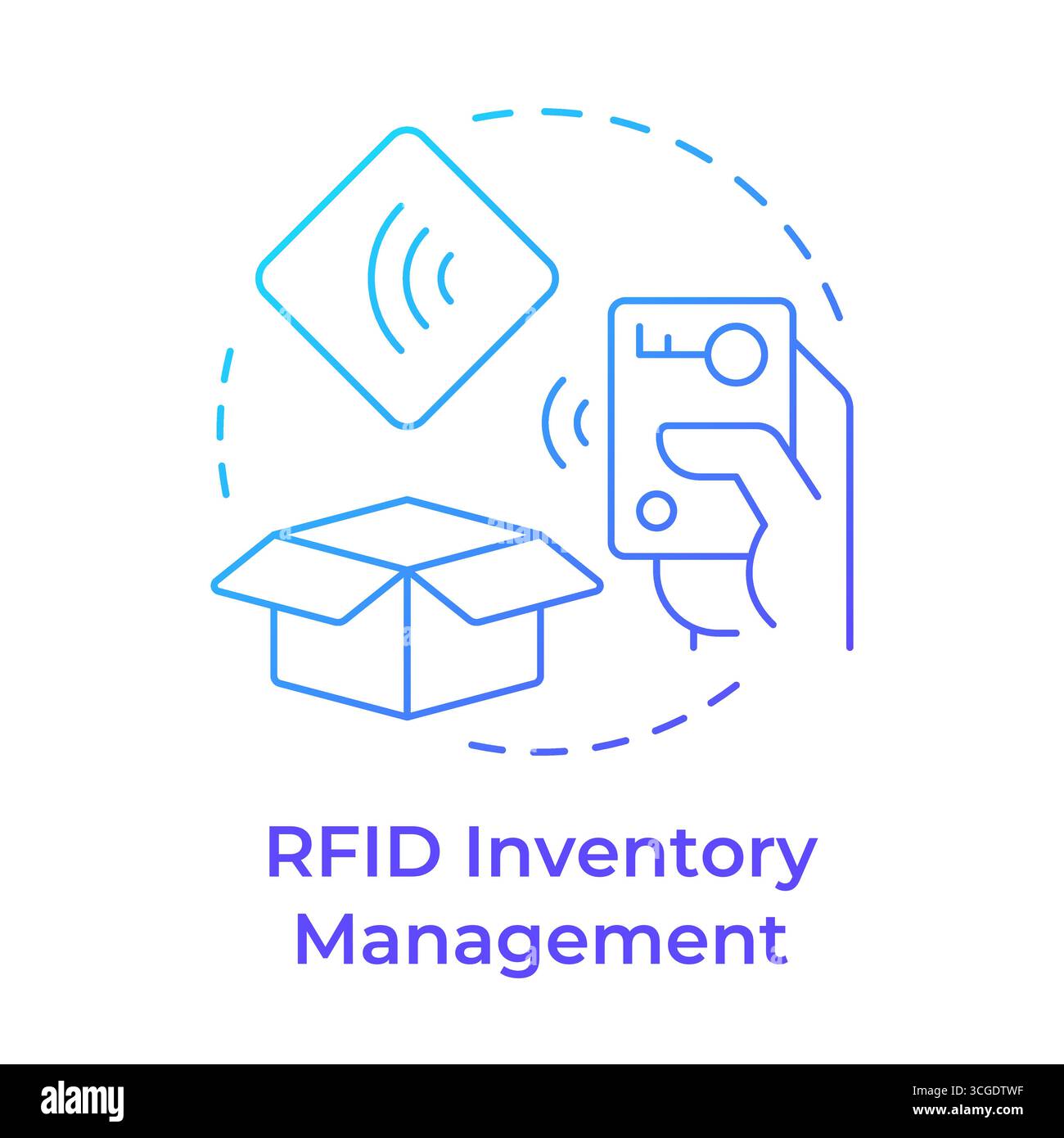 RFID inventory management blue gradient concept icon Stock Vector