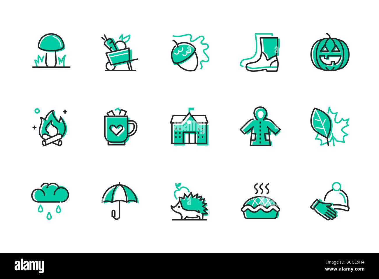 Autumn features - set of line design style icons Stock Vector Image ...