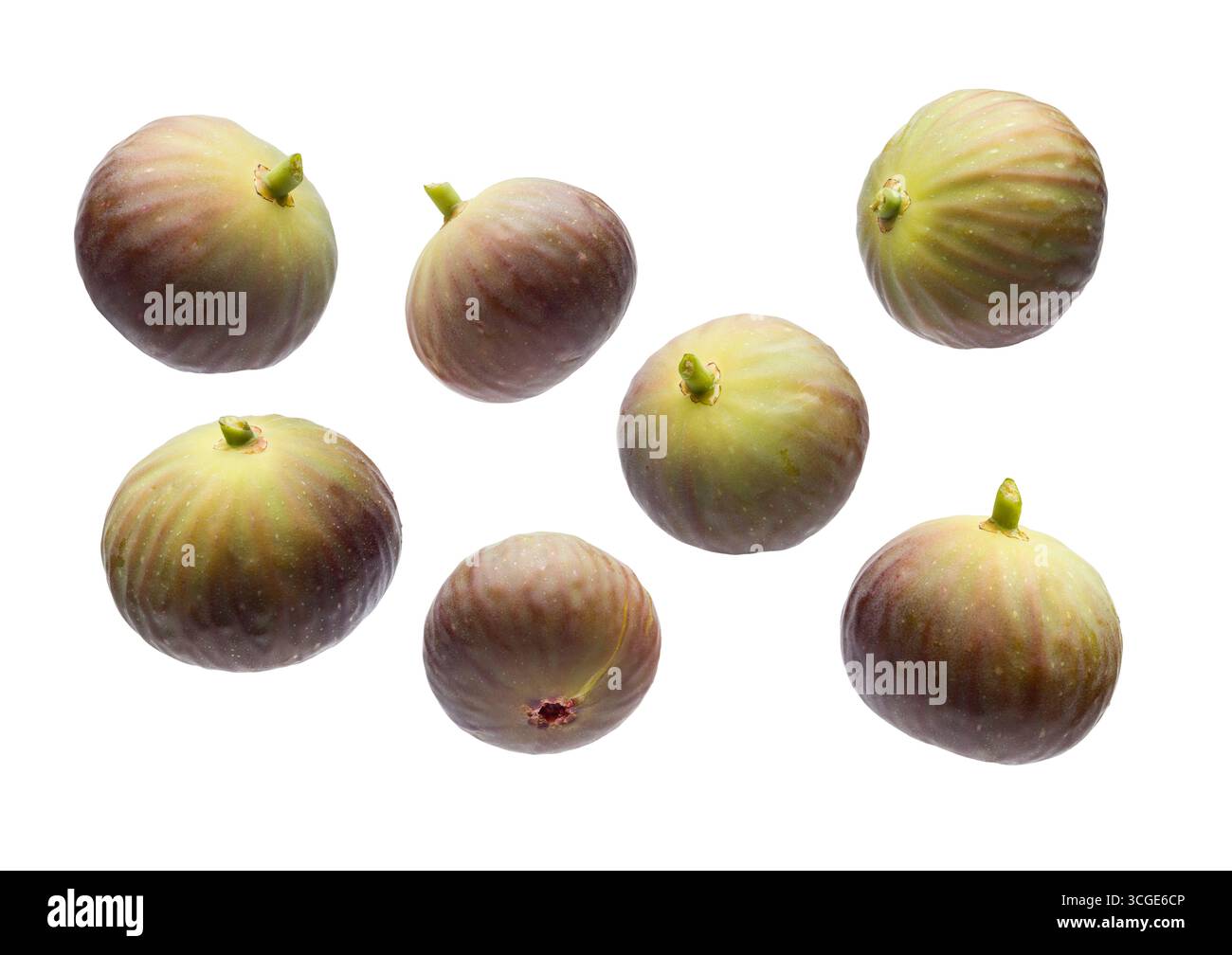 Fresh ripe whole figs isolated on white background. Stock Photo