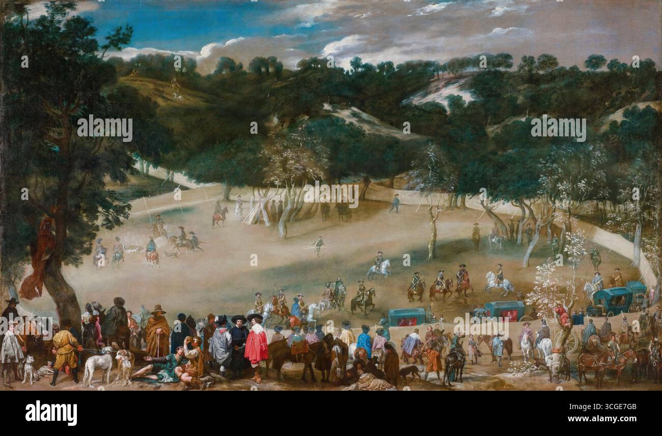 Diego Velazquez, Philip IV hunting Wild Boar (La Tela Real), painting in oil on canvas, 1632-1637 Stock Photo