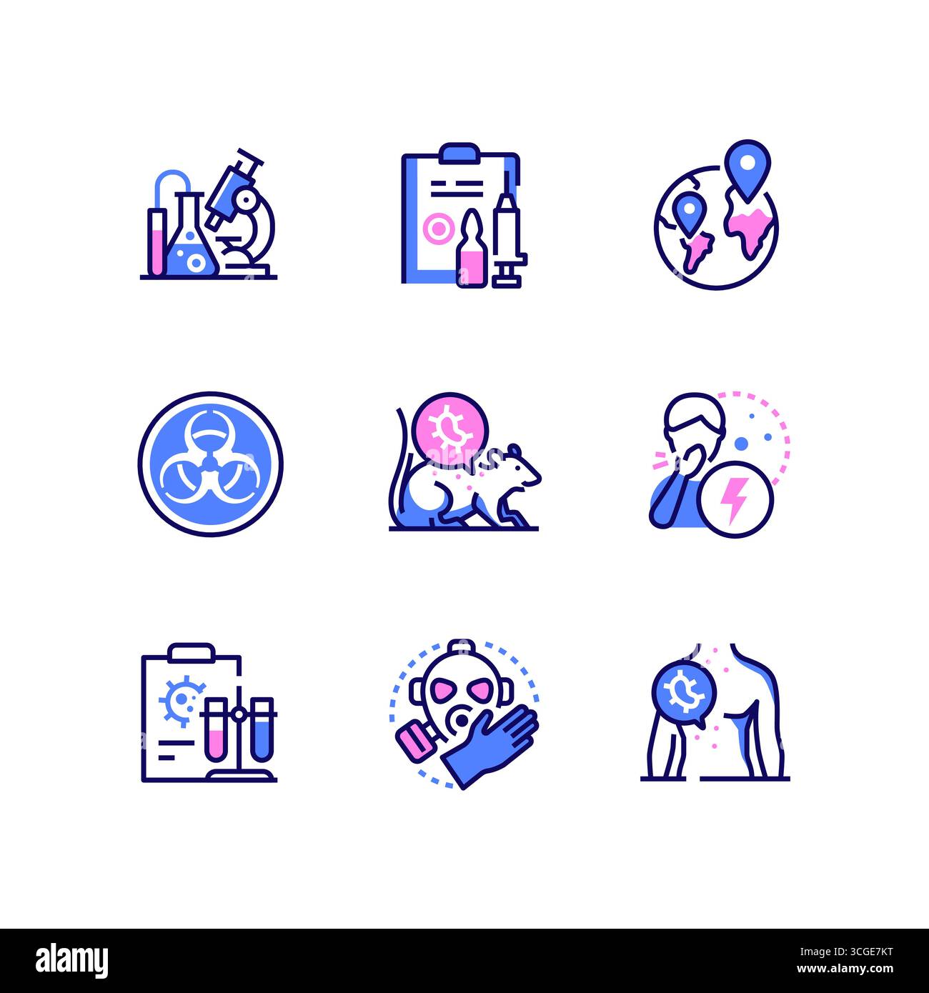 Pandemic - vector line design style icons set Stock Vector
