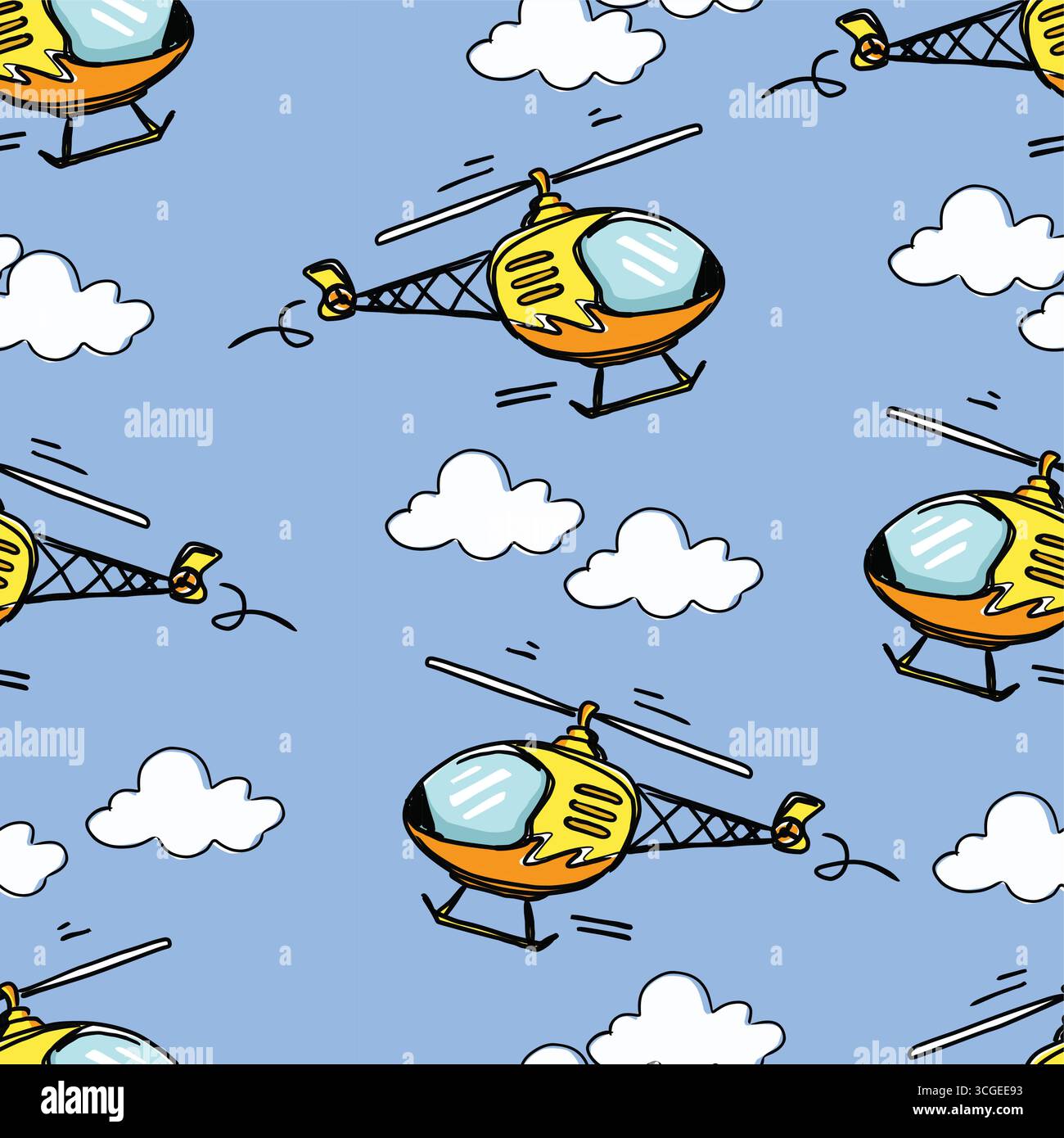 helicopter seamless vector set Stock Vector