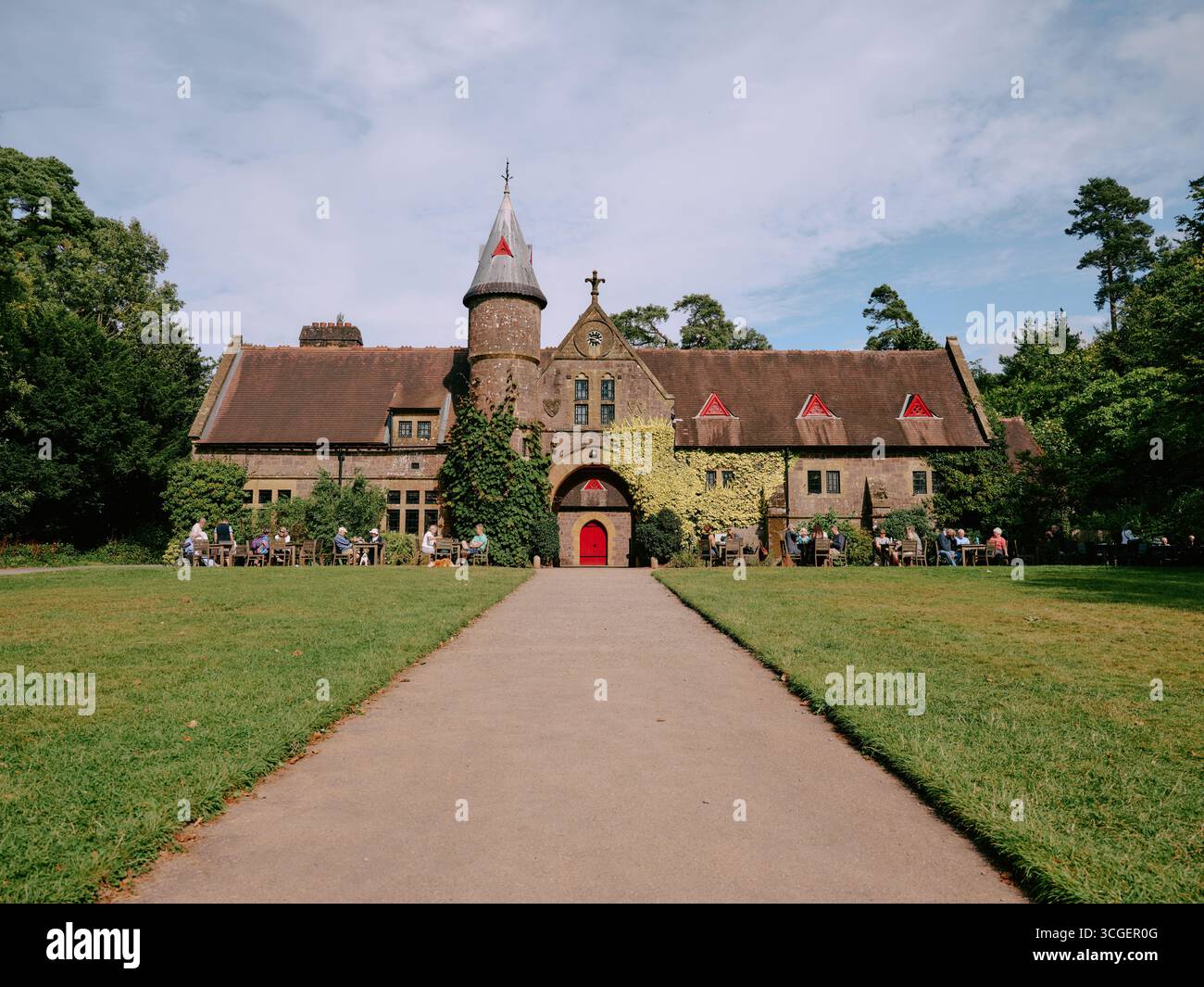The stables cafe building at Knightshayes Court is a Victorian country house near Tiverton, Devon, England, UK Stock Photo