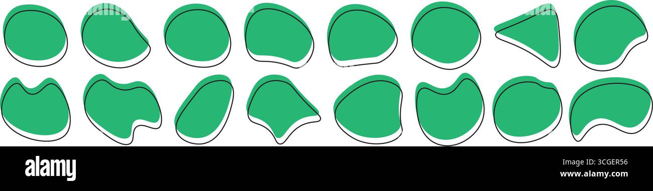 Abstract organic blob shape forms set in a minimal doodle style. Stock Vector