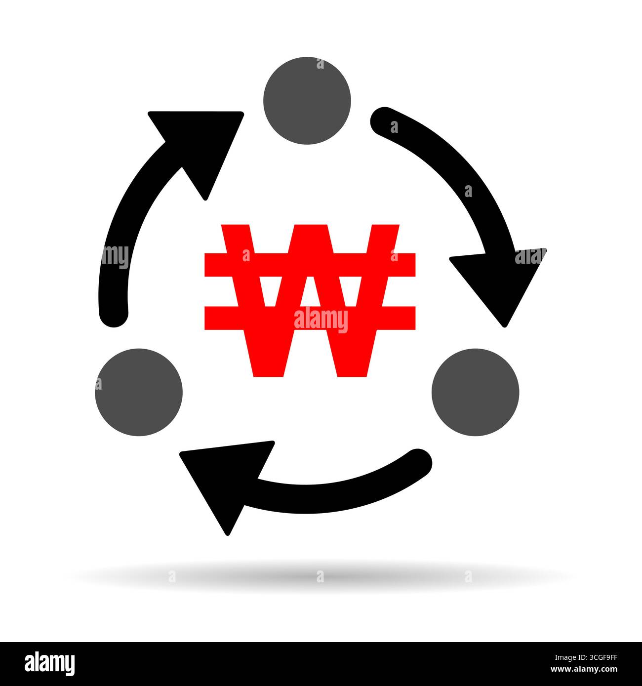 Won money change shadow icon, trade cash information web symbol ...