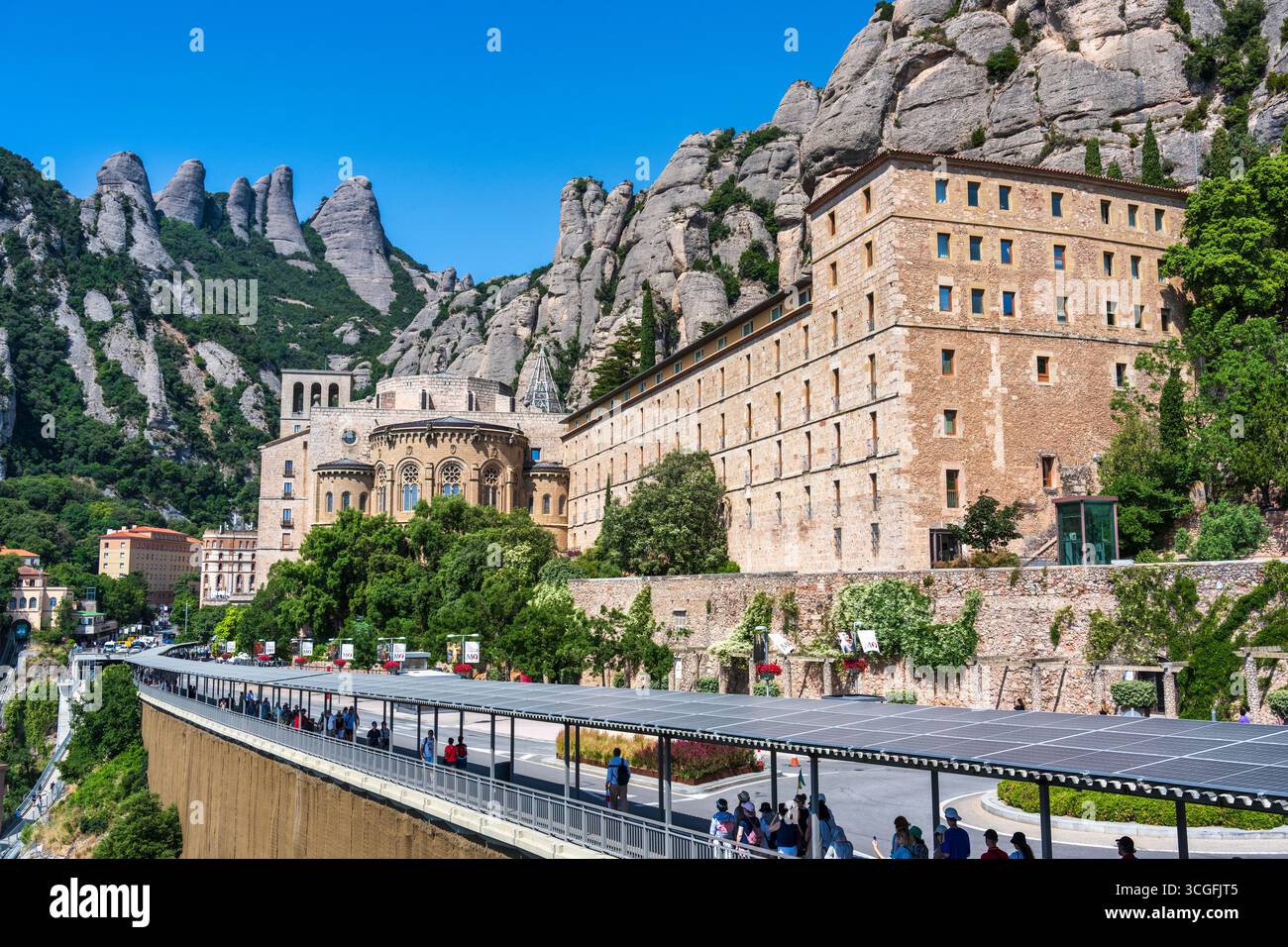 Benedictine Abbey and Monastery of Santa Maria de Montserrat, located in the Catalonia region of Spain Stock Photo