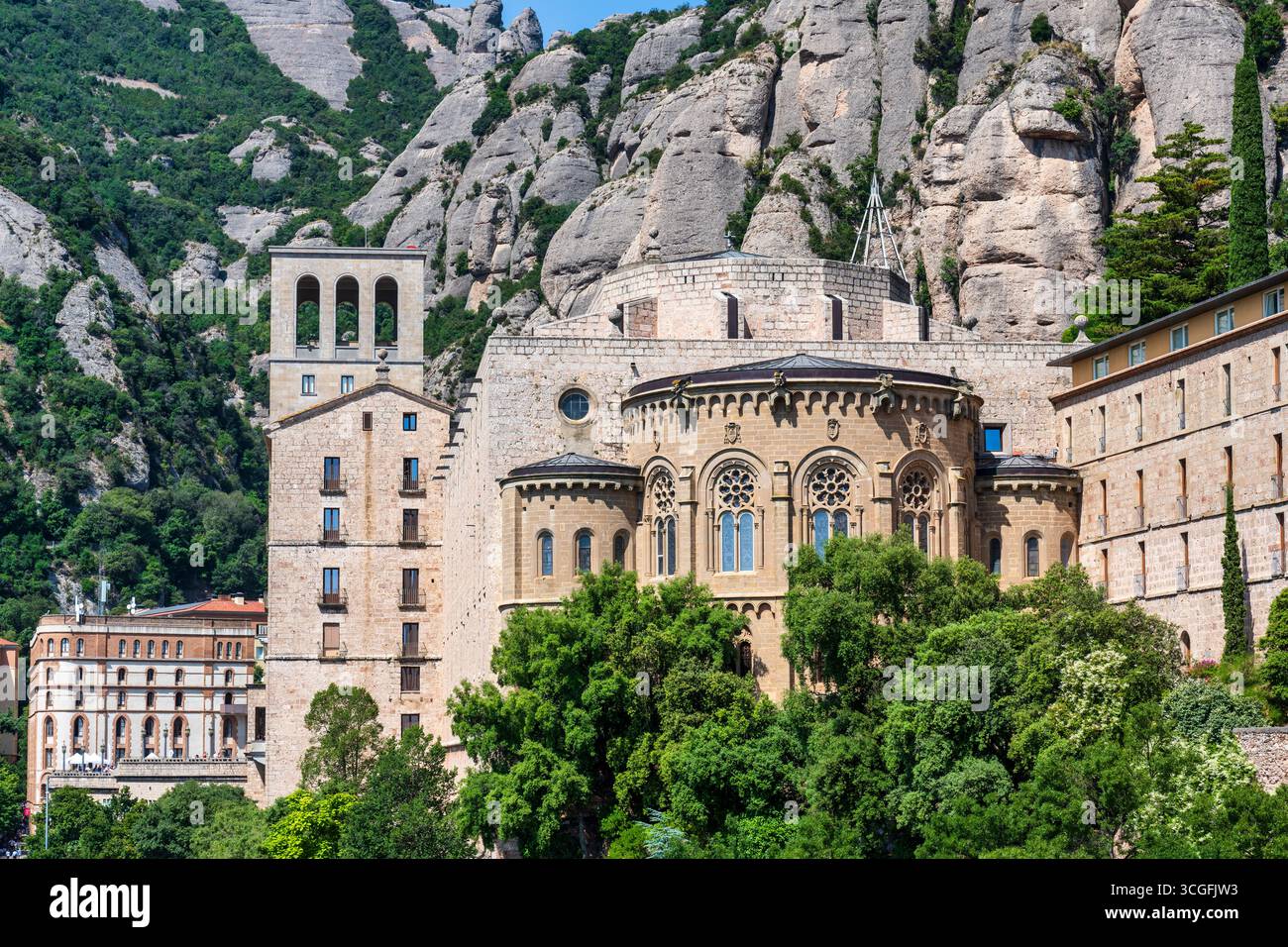 Benedictine Abbey of Santa Maria de Montserrat, located in the Catalonia region of Spain Stock Photo