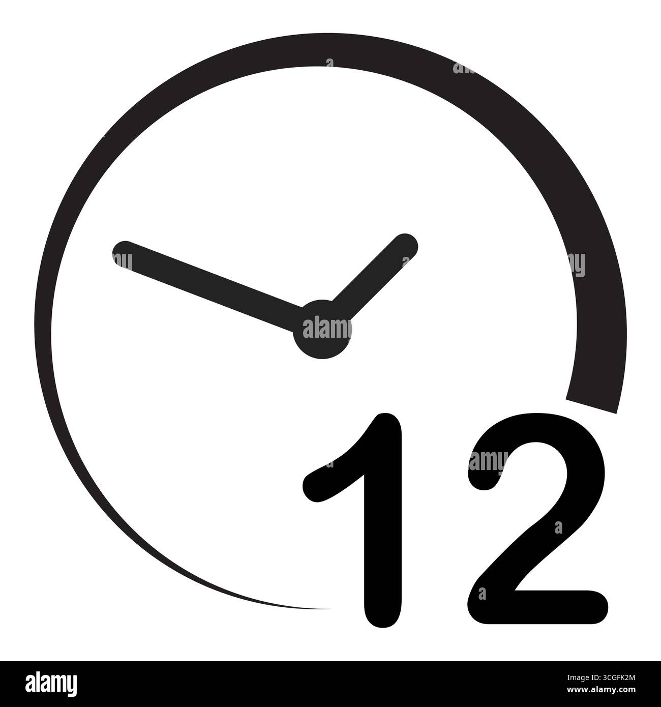 12 hours clock arrow icon. 12 hours sign. turn around time icon. flat ...