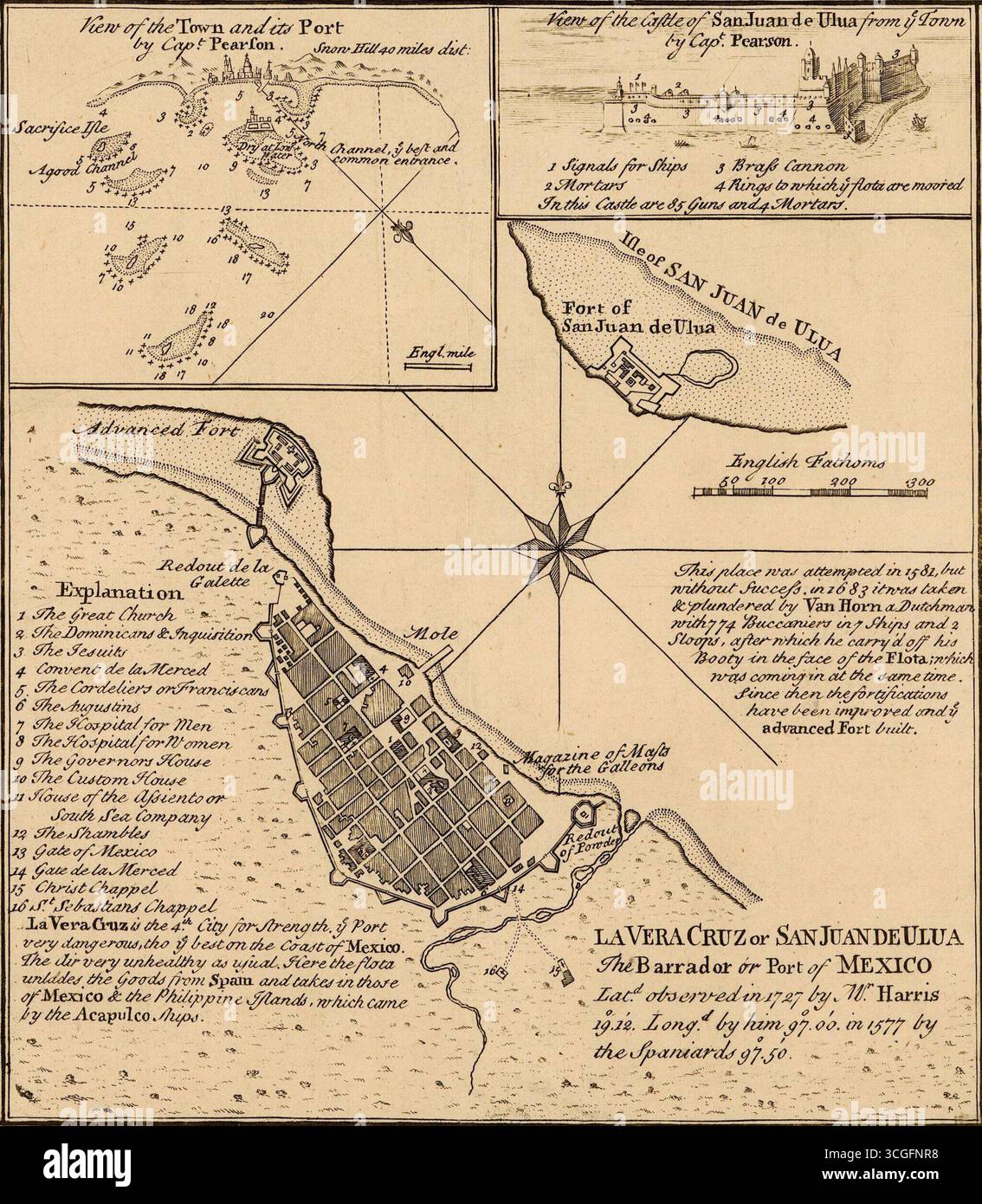 Ulua River Map Vintage historical map of Veracruz, Mexico, showing the harbour ...