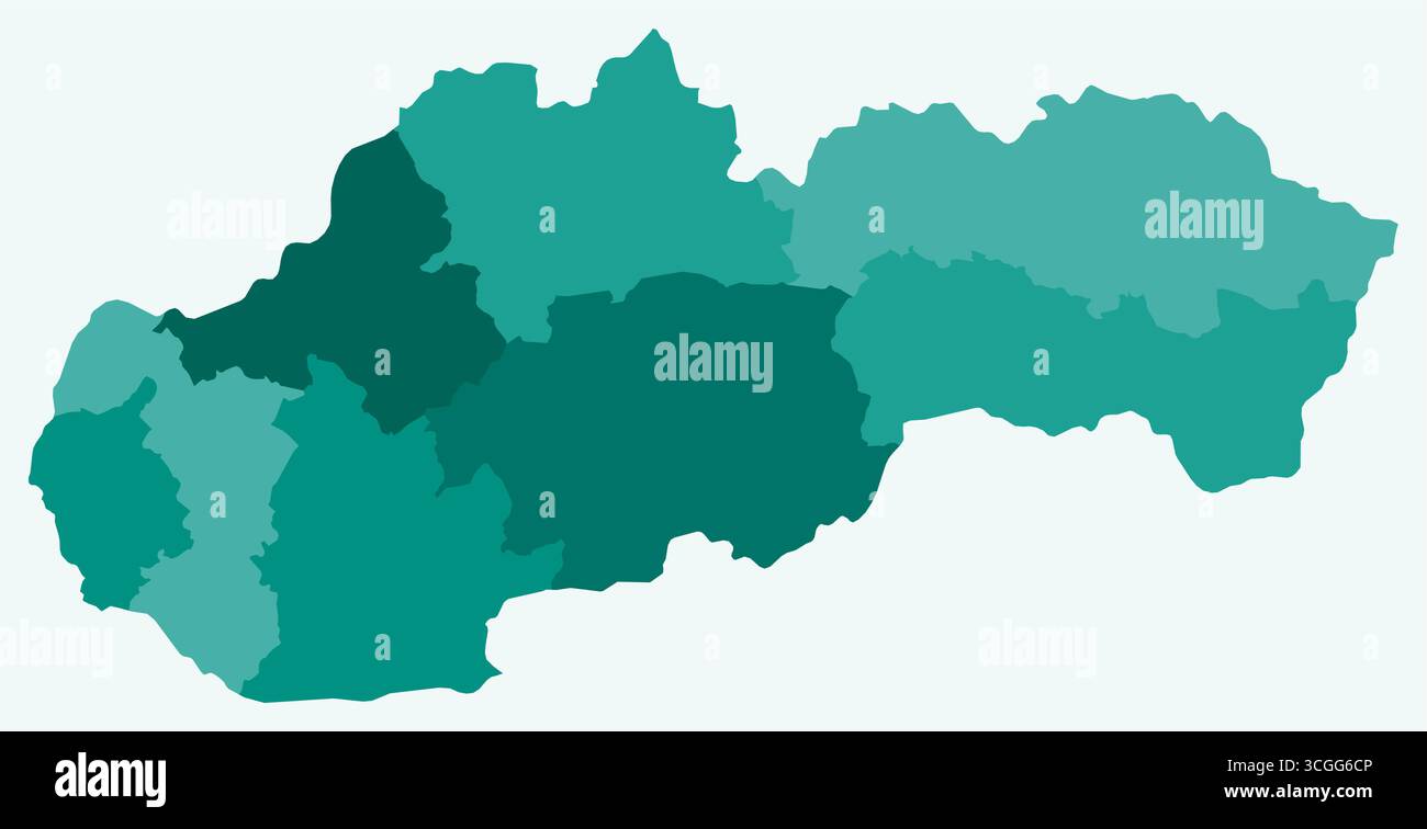 Map of Slovakia with regions. A simple country border map with region ...