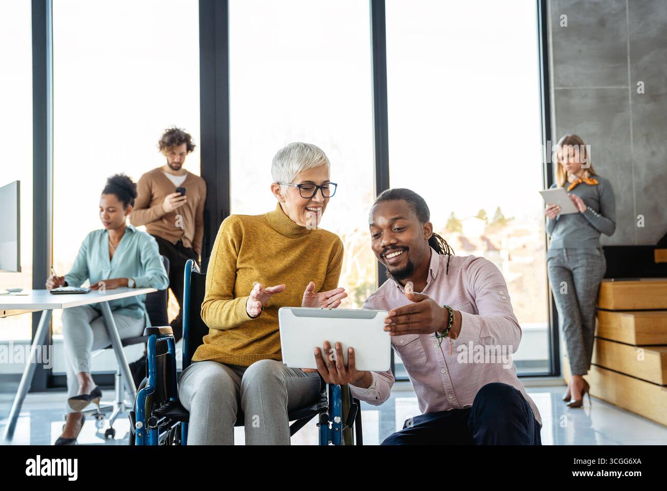 Programmers cooperating at IT company developing apps. People business work office concept Stock Photo