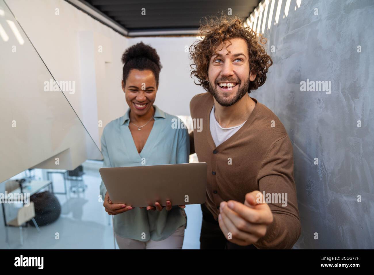 Artificial intelligence, programming innovation. Teamwork with laptops for future solutions Stock Photo