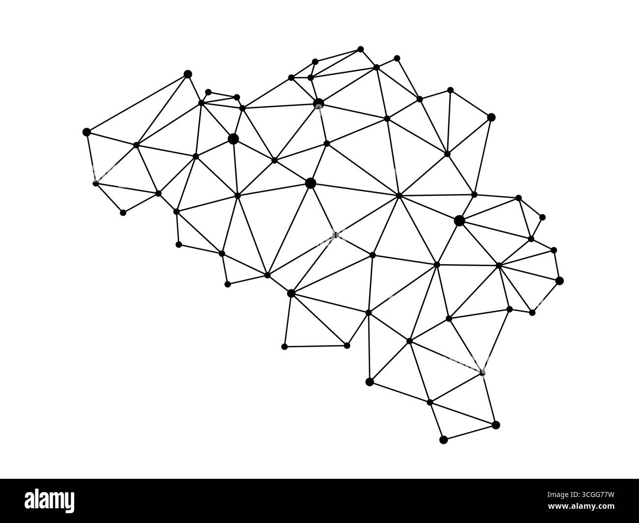 Belgium map. Abstract geometric map - connection dots network lines. Stock Vector