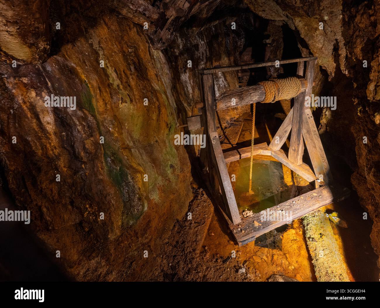 Sygun Copper Mine, Beddgelert, Snowdonia, Gwynedd, North Wales, Wales, UK - interior view Stock Photo